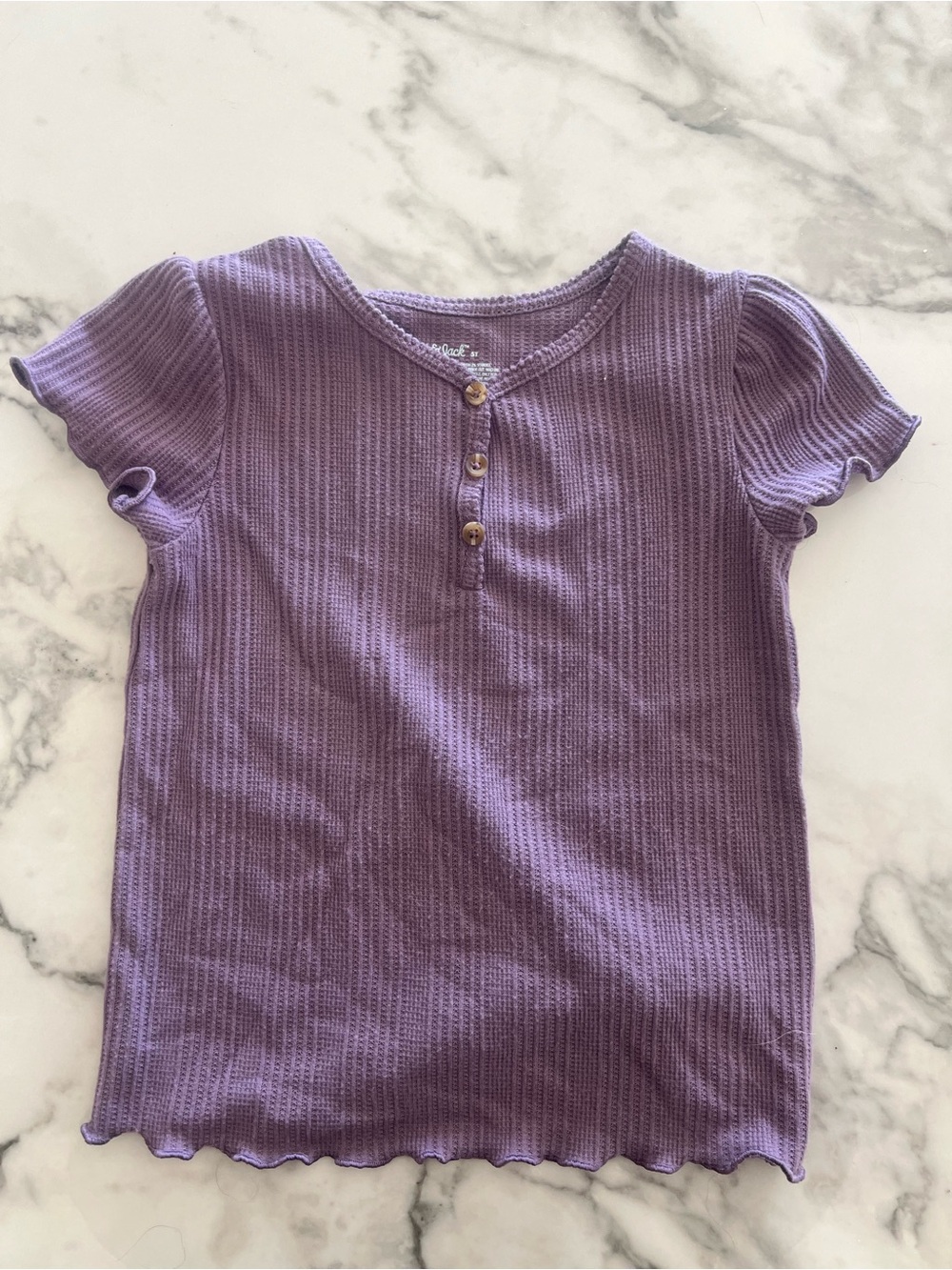 Cat & Jack Lavender Ribbed Henley Short Sleeve Tee